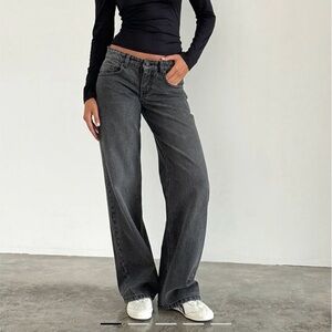 NWT!! Motel Rocks Low Rise Parallel Jeans in Washed Black/Grey